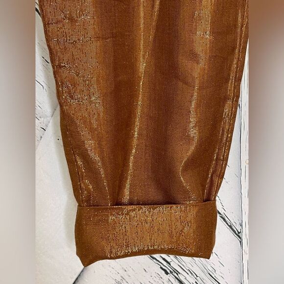 J Crew Pull On Pants Copper Metallic Cotton Blend Size 2 - Picture 6 of 9